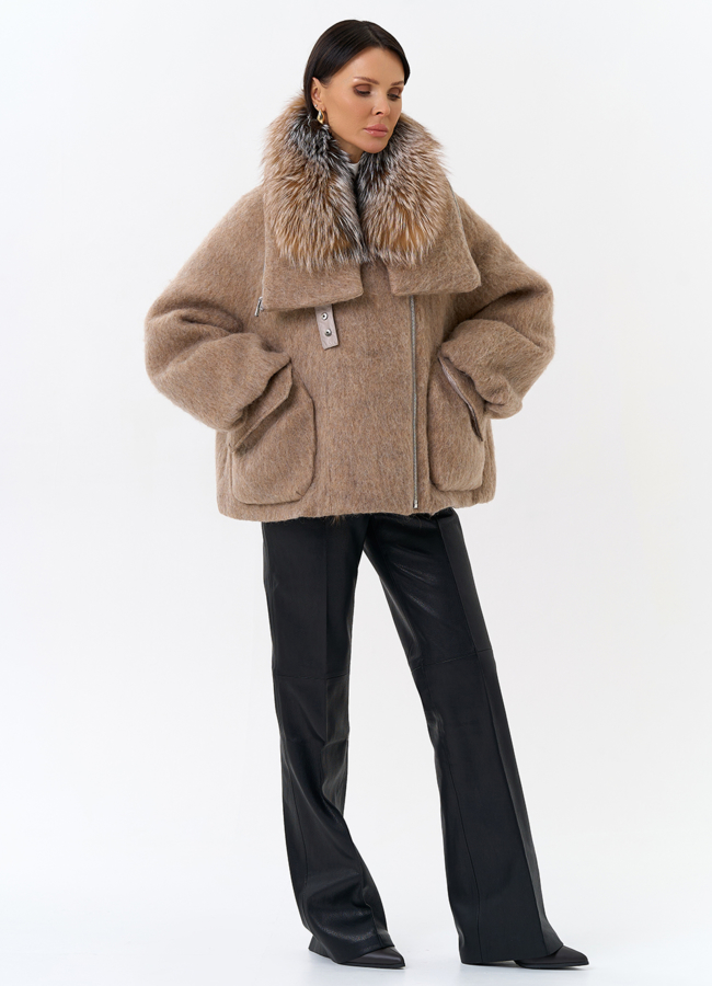 Женский пуховик с отделкой из меха блюфрост модель № 31818 в кредит