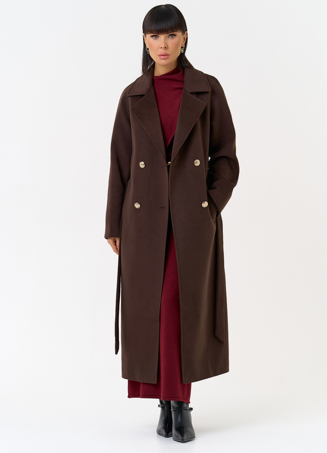 Женское пальто  с акцентными пуговицами модель № 31557 универмаг малина