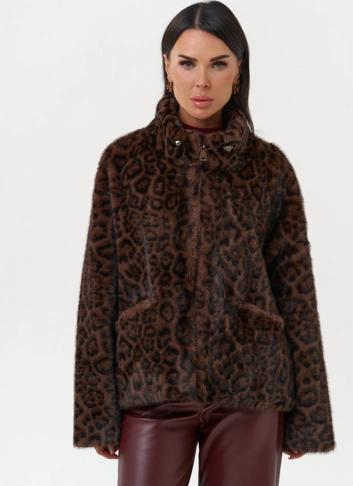 Женская куртка из эко меха с воротником 
