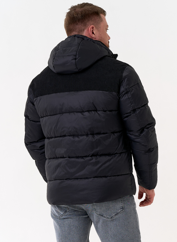 Мужской пуховик с отделкой из вельвета