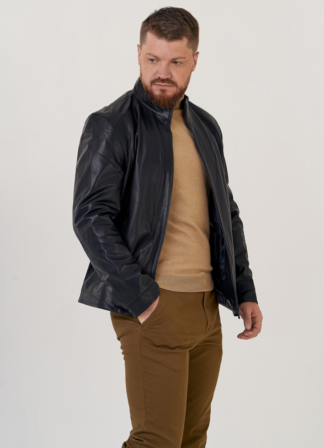 Куртка мужская из натуральной кожи с воротником стойкой  модель № 20274, 24366 универмаг малина