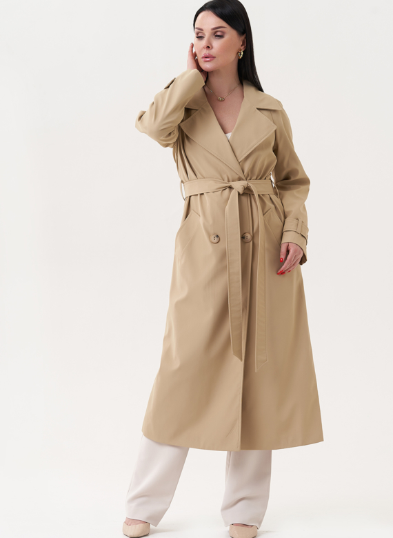 Плащ бежевого цвета с английским воротником