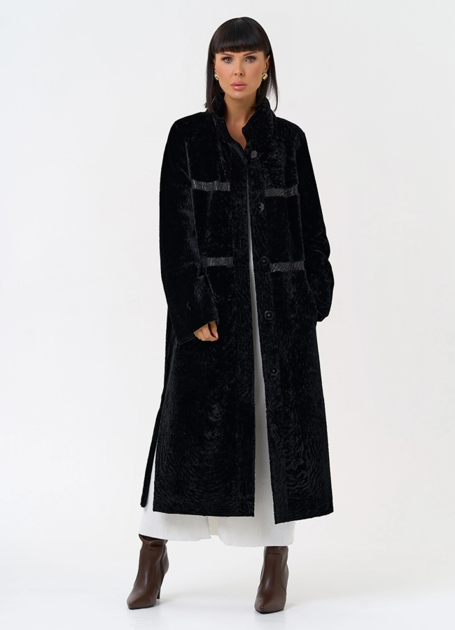 Женская двухсторонняя дубленка черного цвета модель № 31476 универмаг малина