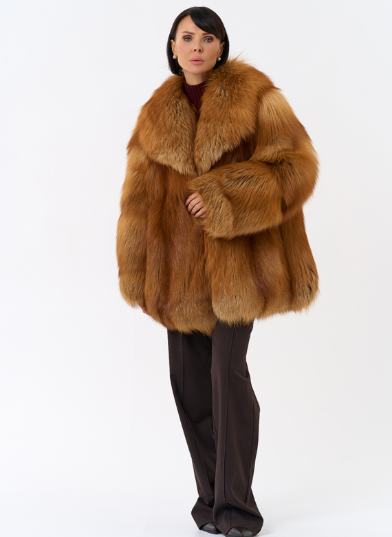 Шуба из рыжей лисы