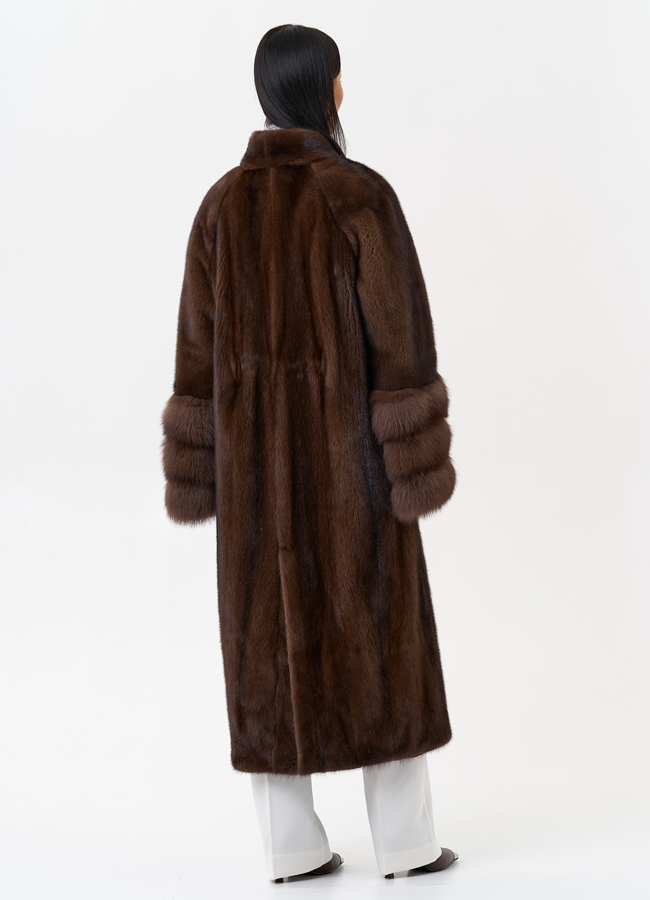 Шуба из скандинавской норки с куницей модель № 29258 в кредит