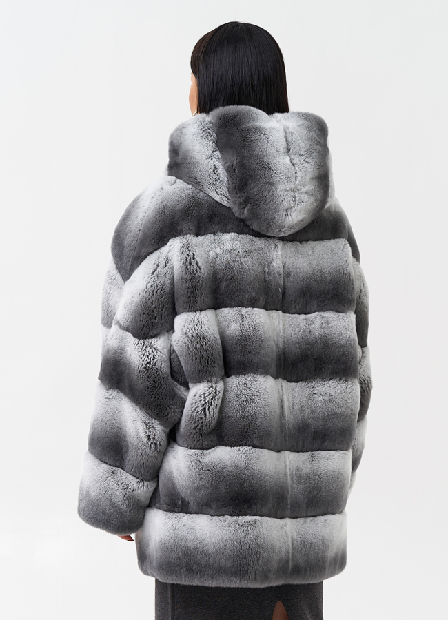 Шуба из кролика с капюшоном модель № 25324 в кредит