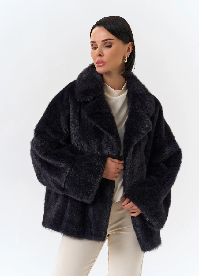 Шуба из меха норки с английским воротником модель № 31874 универмаг малина