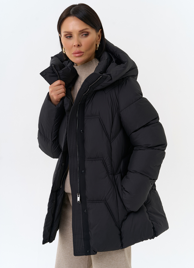 Женский пуховик с поясом модель № 31999 универмаг малина