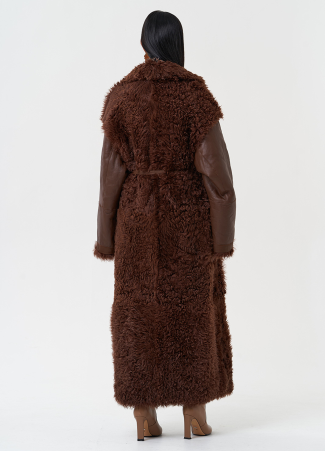 Двухсторонняя натуральная дубленка модель № 28425 универмаг малина