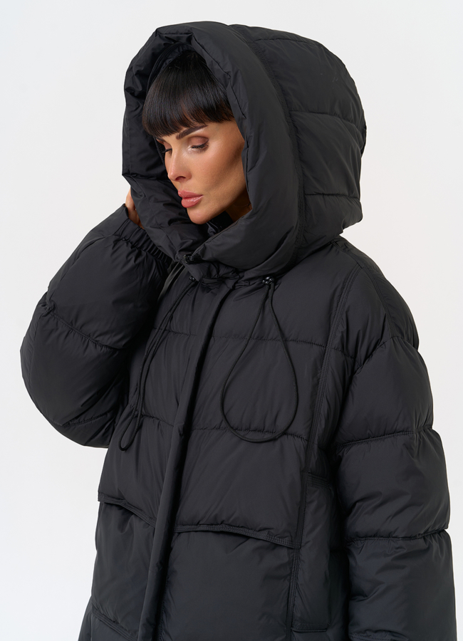 Двухсторонний женский пуховик с капюшоном модель № 31595 универмаг малина