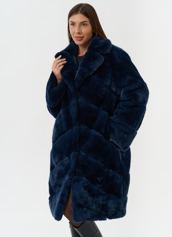 Шуба из меха кролика с английским воротником