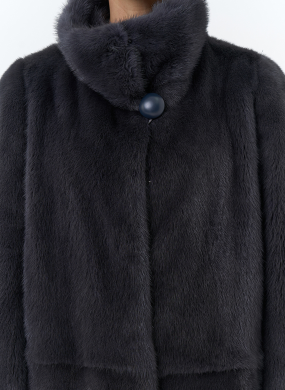 Норковая шуба с воротником стойка 