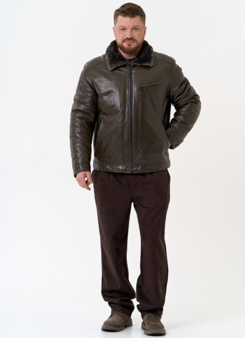 Куртка из натуральной кожи с отделкой из овчины