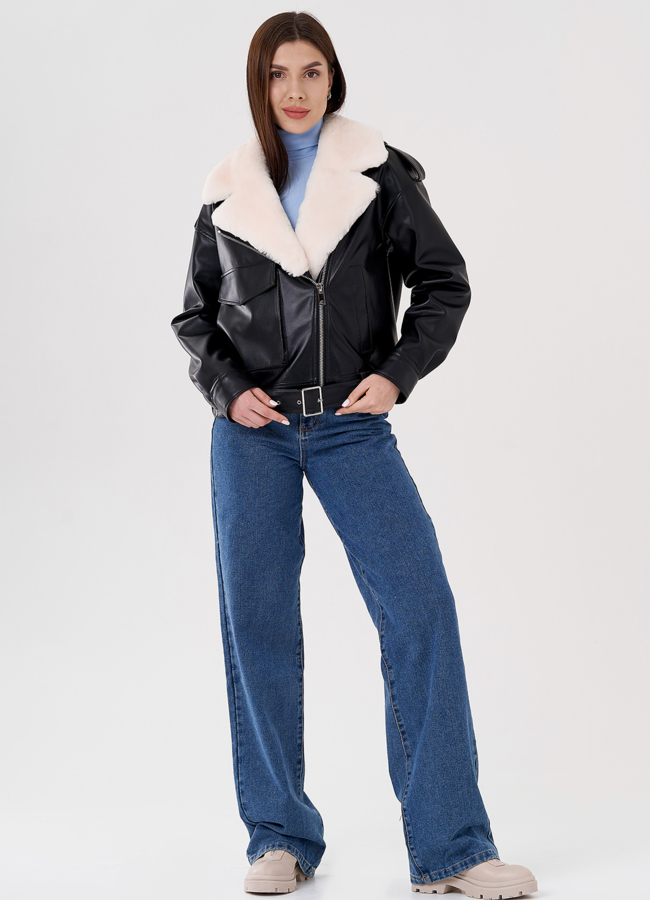 фото Куртка косуха на утеплении со съемным натуральным мехом модель № 2273