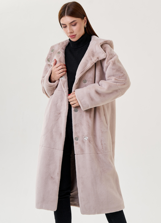 Длинное пальто из искусственного меха модель № 23527 универмаг малина